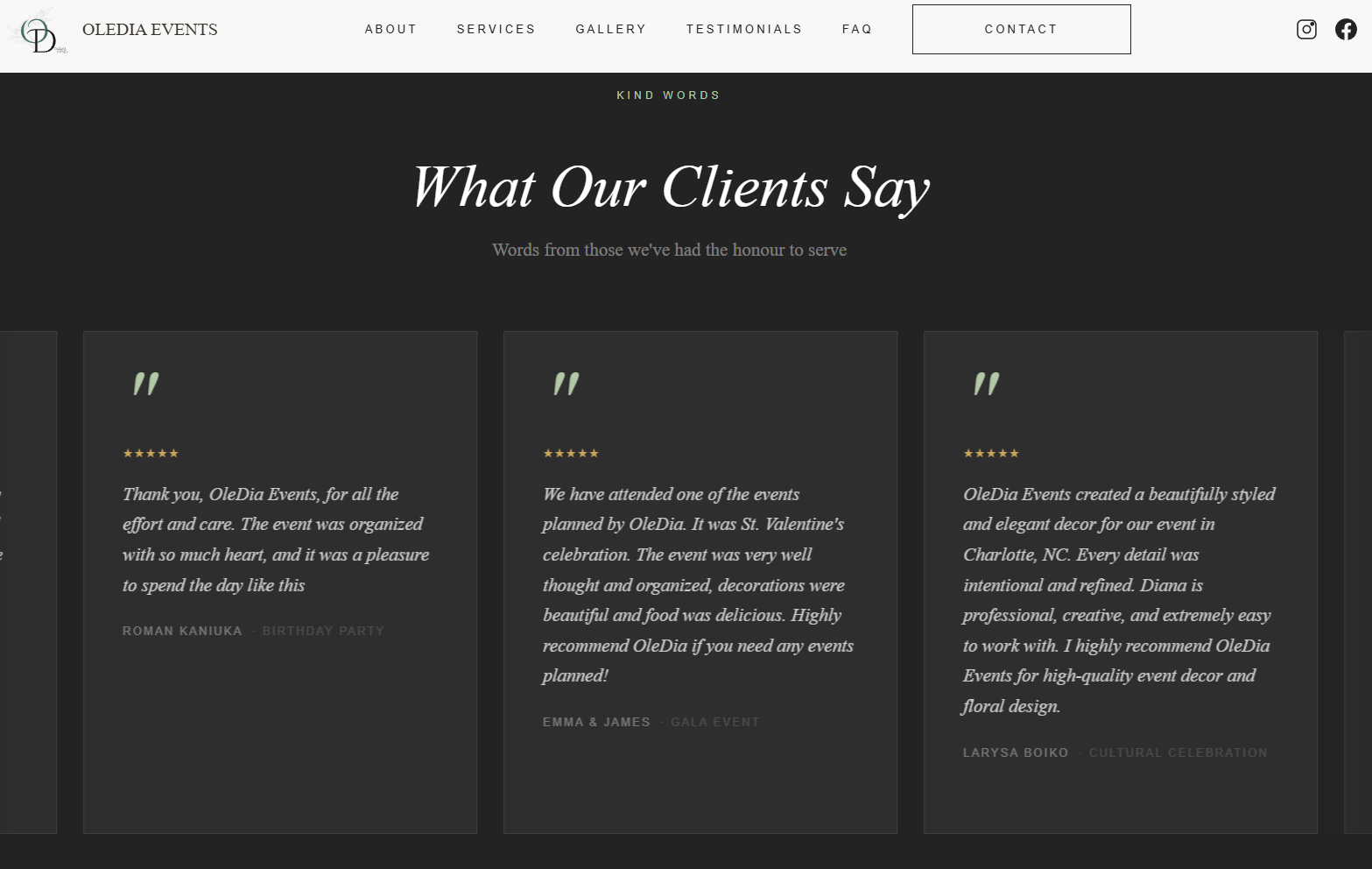 OleDia Events testimonials